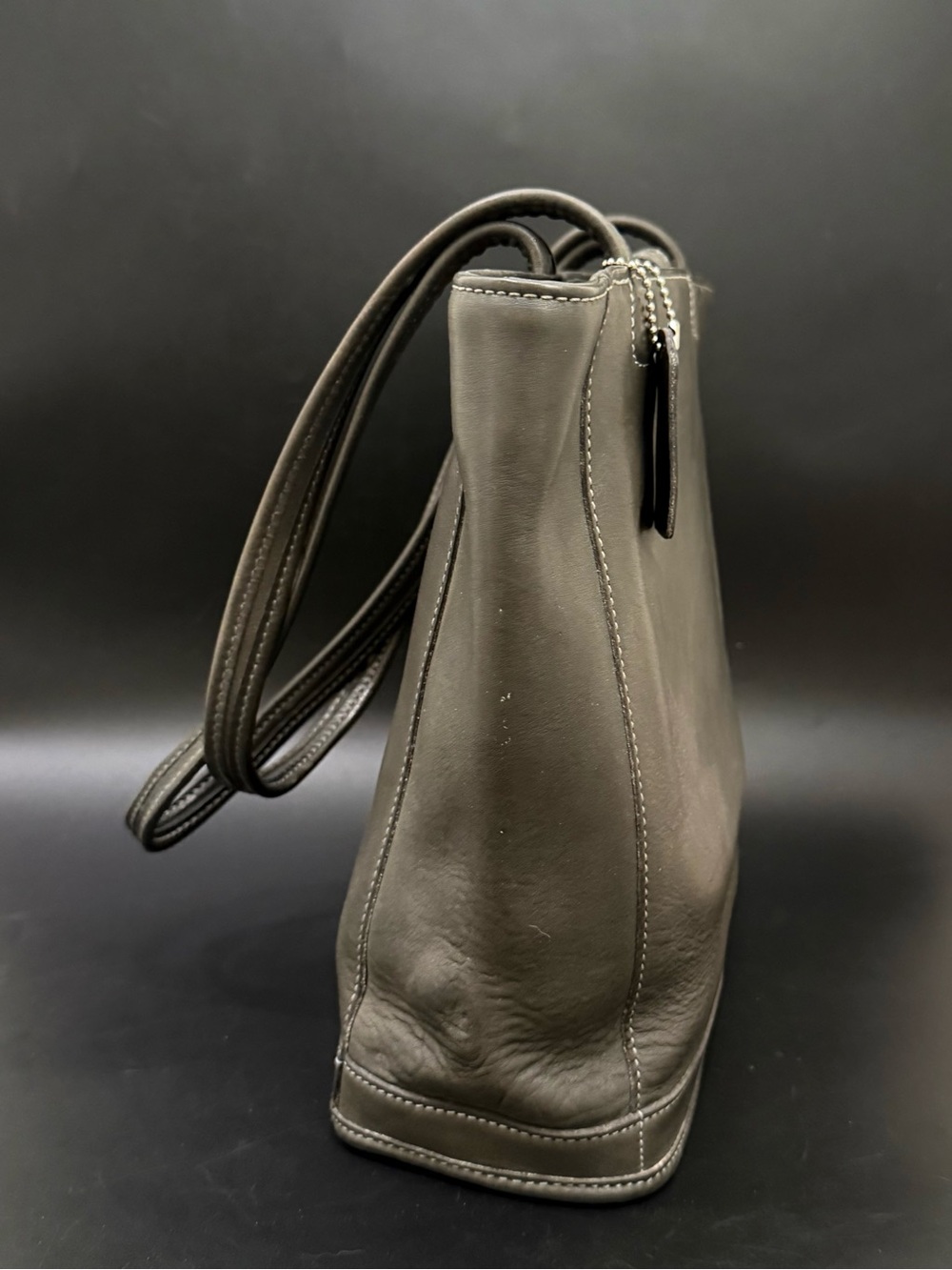 Vintage Coach 9305 Gray Glove-Tanned Leather Bleecker… - Gem